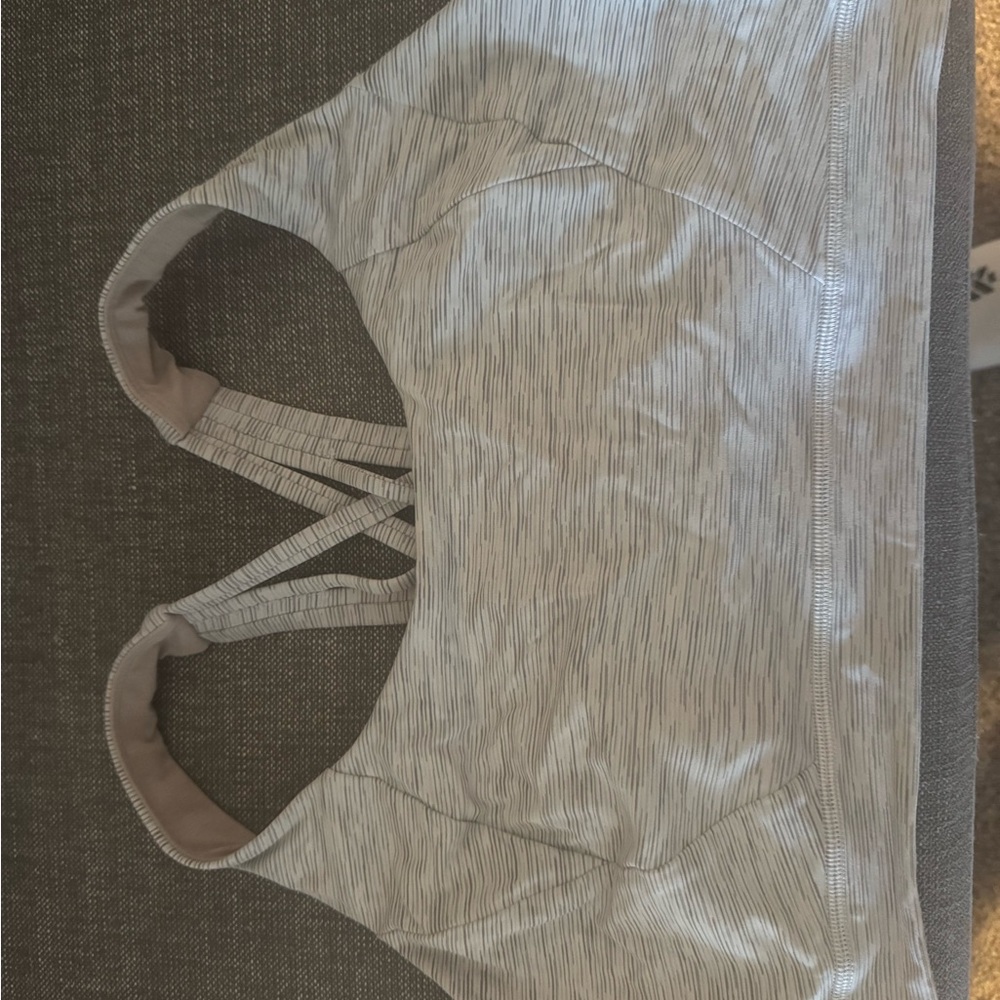 Gray Striped Women's sports bra